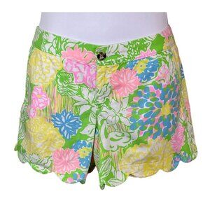 Lilly Pulitzer Buttercup Scalloped Hem 5" Shorts Bright Multicolor Florals Sz 4